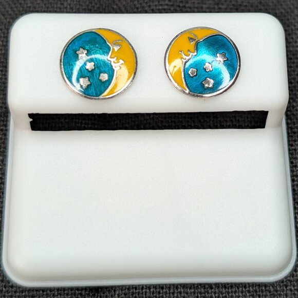 Jewelry - Blue and Yellow Moon Earrings